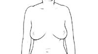 乳房自检插图，步骤1，双臂在侧